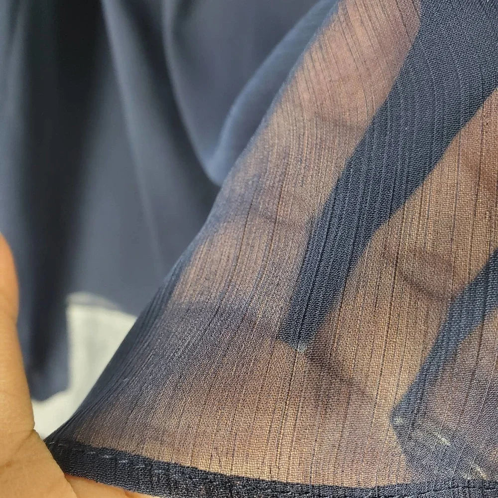 White House Black Market Soft Pleated Navy Blue Chiffon Business Skirt Size 8